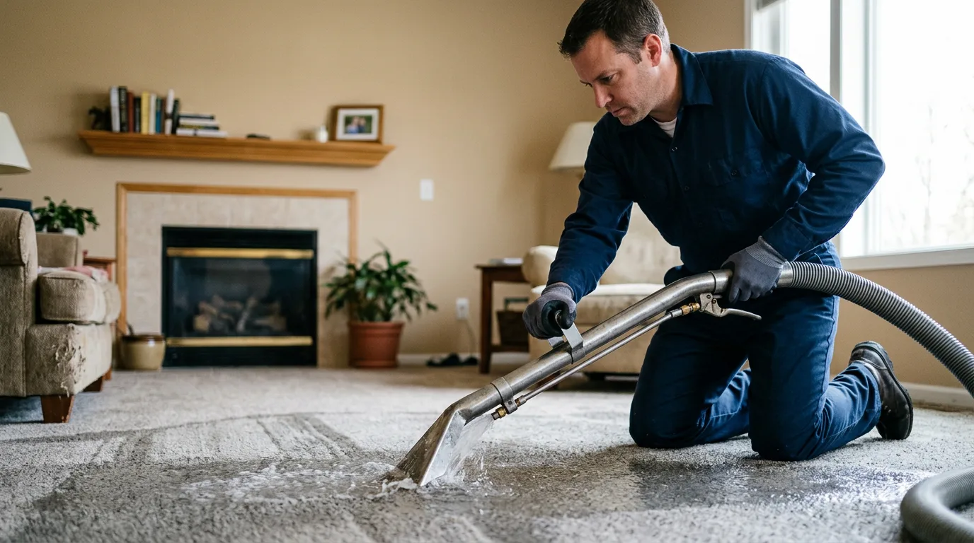 Water damage restoration technician working near Upton, MA